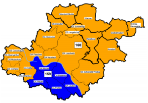 Wahlkreise BTW in Sachsen | Quelle: Staatsbetrieb Maßstab Geobasisinformation und Vermessung Sachsen; Kommunale Statistikstelle