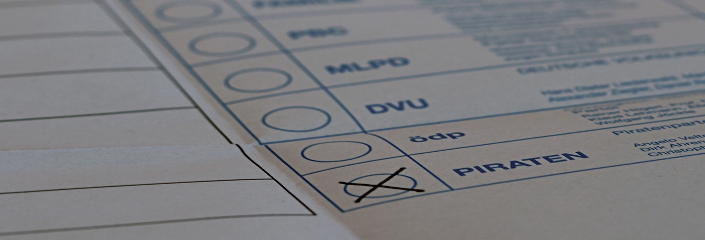 Das Bild zeigt einen Wahlzettel, bei dem "PIRATEN" angekreuzt ist.